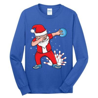 Xmas Dabbing Santa Bowling Ball And Pins Christmas Bowling Gift Tall Long Sleeve T-Shirt