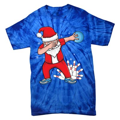 Xmas Dabbing Santa Bowling Ball And Pins Christmas Bowling Gift Tie-Dye T-Shirt