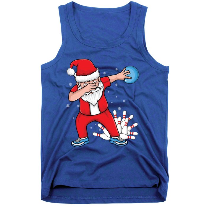 Xmas Dabbing Santa Bowling Ball And Pins Christmas Bowling Gift Tank Top