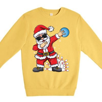 Xmas Dabbing Santa Bowling Ball And Pins Christmas Bowling Meaningful Gift Premium Crewneck Sweatshirt