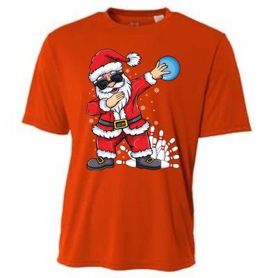 Xmas Dabbing Santa Bowling Ball And Pins Christmas Bowling Meaningful Gift Cooling Performance Crew T-Shirt