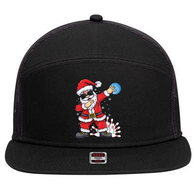 Xmas Dabbing Santa Bowling Ball And Pins Christmas Bowling Meaningful Gift 7 Panel Mesh Trucker Snapback Hat