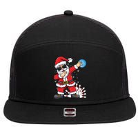 Xmas Dabbing Santa Bowling Ball And Pins Christmas Bowling Meaningful Gift 7 Panel Mesh Trucker Snapback Hat