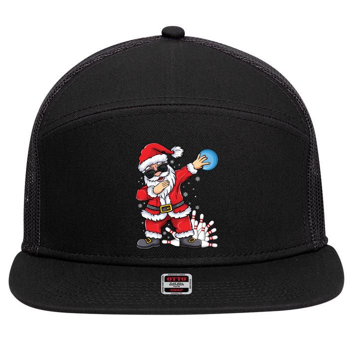 Xmas Dabbing Santa Bowling Ball And Pins Christmas Bowling Meaningful Gift 7 Panel Mesh Trucker Snapback Hat