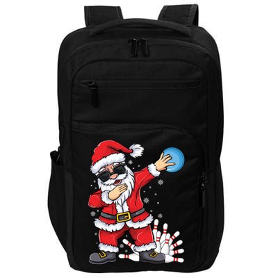 Xmas Dabbing Santa Bowling Ball And Pins Christmas Bowling Meaningful Gift Impact Tech Backpack