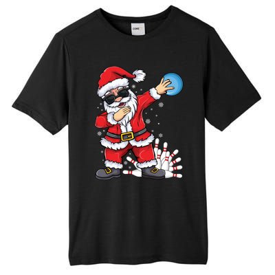 Xmas Dabbing Santa Bowling Ball And Pins Christmas Bowling Meaningful Gift Tall Fusion ChromaSoft Performance T-Shirt