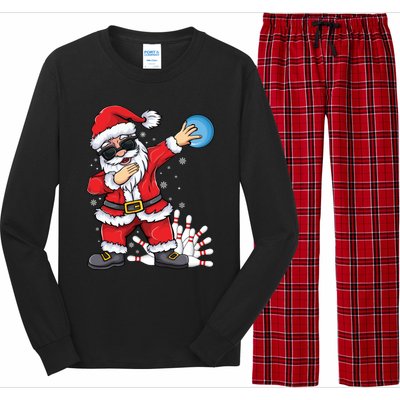 Xmas Dabbing Santa Bowling Ball And Pins Christmas Bowling Meaningful Gift Long Sleeve Pajama Set