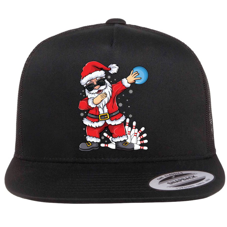 Xmas Dabbing Santa Bowling Ball And Pins Christmas Bowling Meaningful Gift Flat Bill Trucker Hat