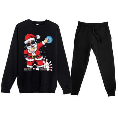 Xmas Dabbing Santa Bowling Ball And Pins Christmas Bowling Meaningful Gift Premium Crewneck Sweatsuit Set