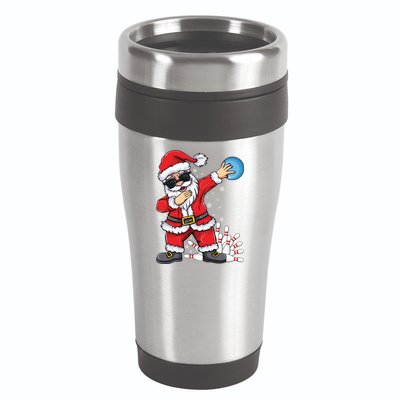 Xmas Dabbing Santa Bowling Ball And Pins Christmas Bowling Meaningful Gift 16oz Travel Tumbler