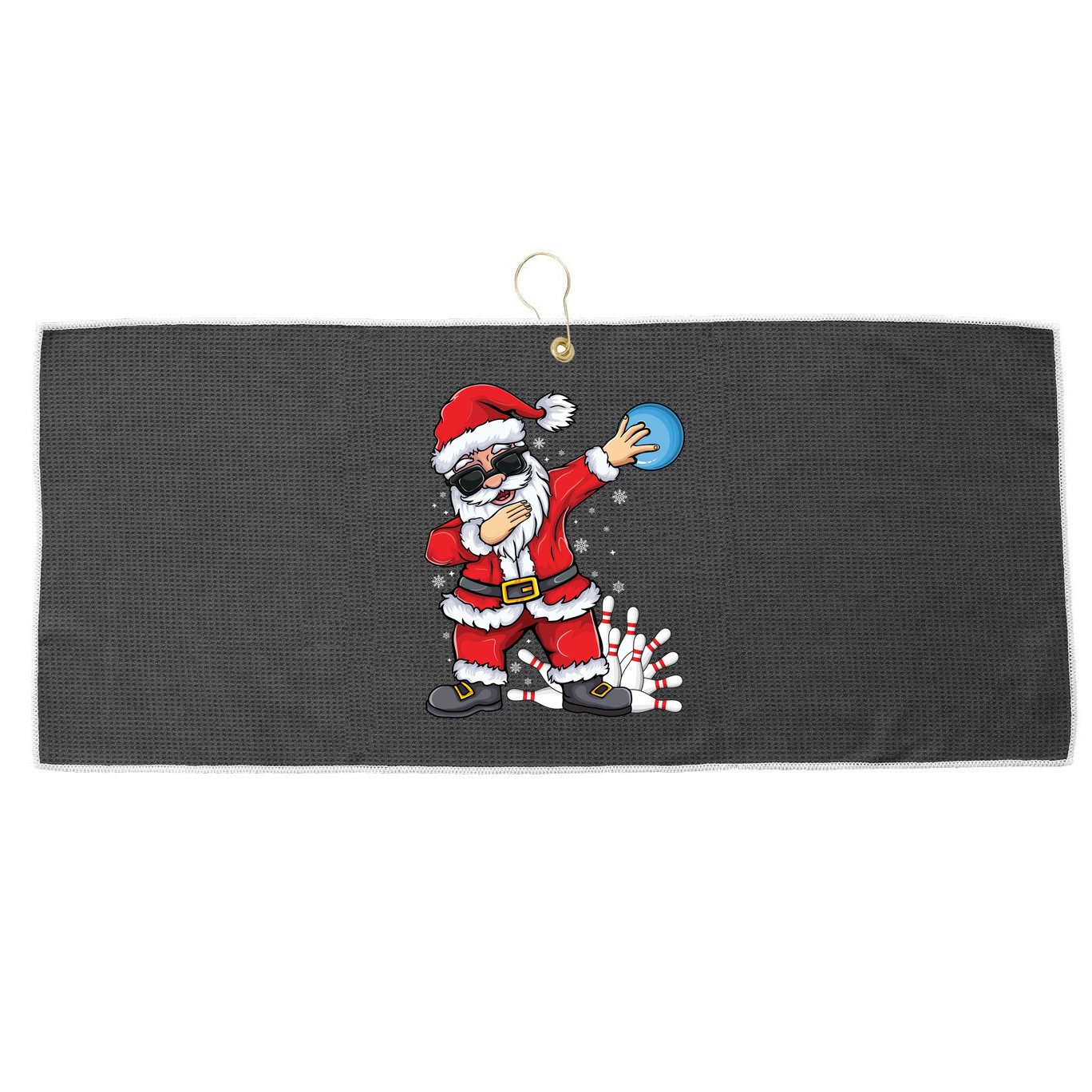 Xmas Dabbing Santa Bowling Ball And Pins Christmas Bowling Meaningful Gift Large Microfiber Waffle Golf Towel