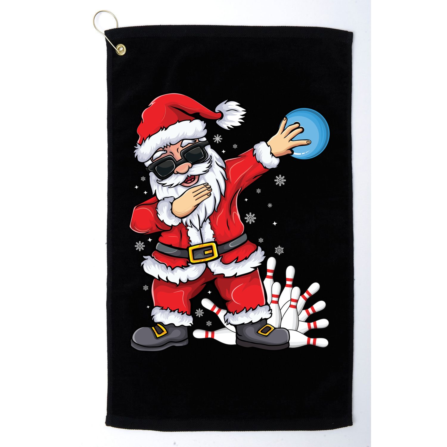 Xmas Dabbing Santa Bowling Ball And Pins Christmas Bowling Meaningful Gift Golf Towel