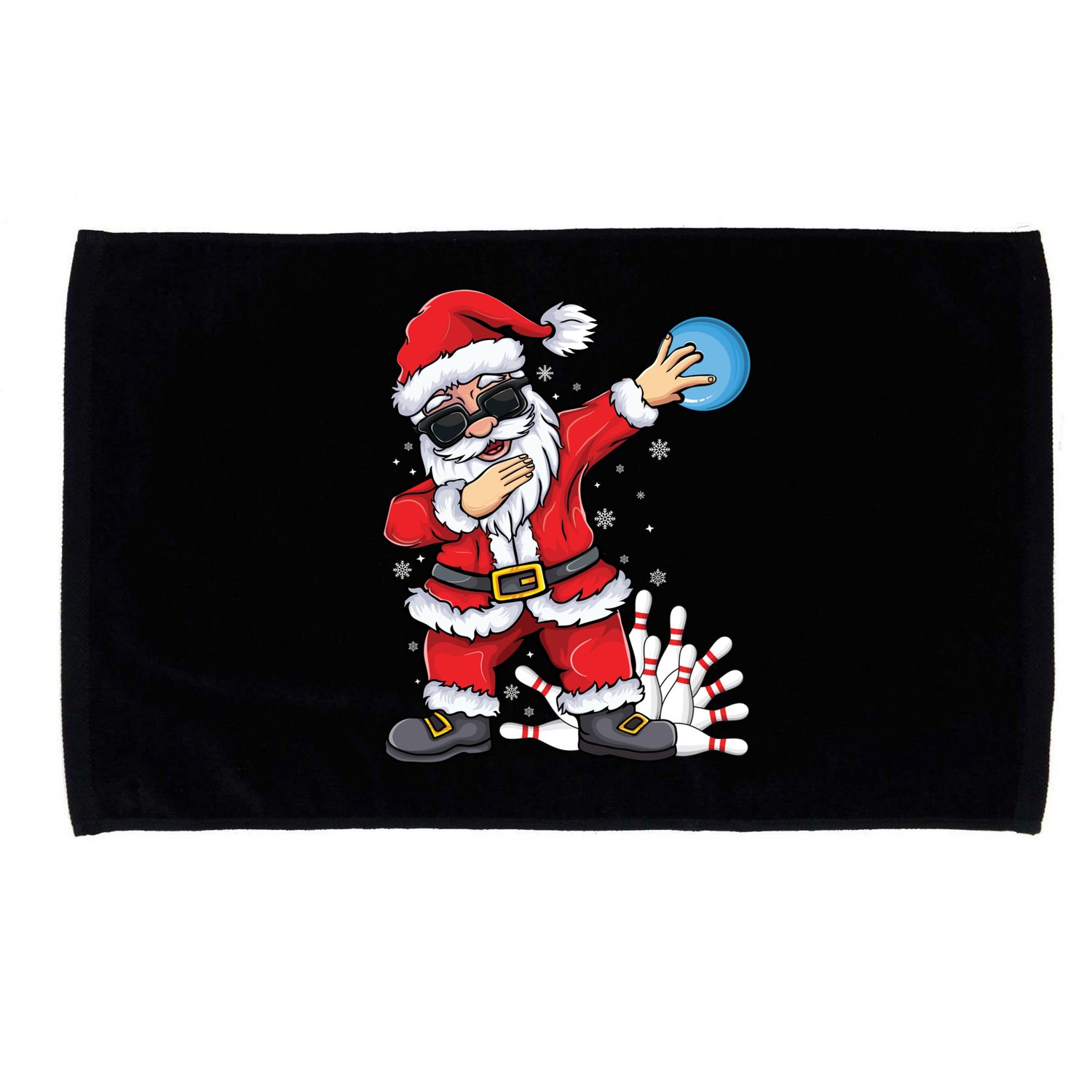 Xmas Dabbing Santa Bowling Ball And Pins Christmas Bowling Meaningful Gift Microfiber Hand Towel