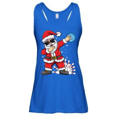 Xmas Dabbing Santa Bowling Ball And Pins Christmas Bowling Meaningful Gift Ladies Essential Flowy Tank