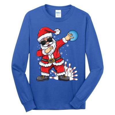 Xmas Dabbing Santa Bowling Ball And Pins Christmas Bowling Meaningful Gift Tall Long Sleeve T-Shirt