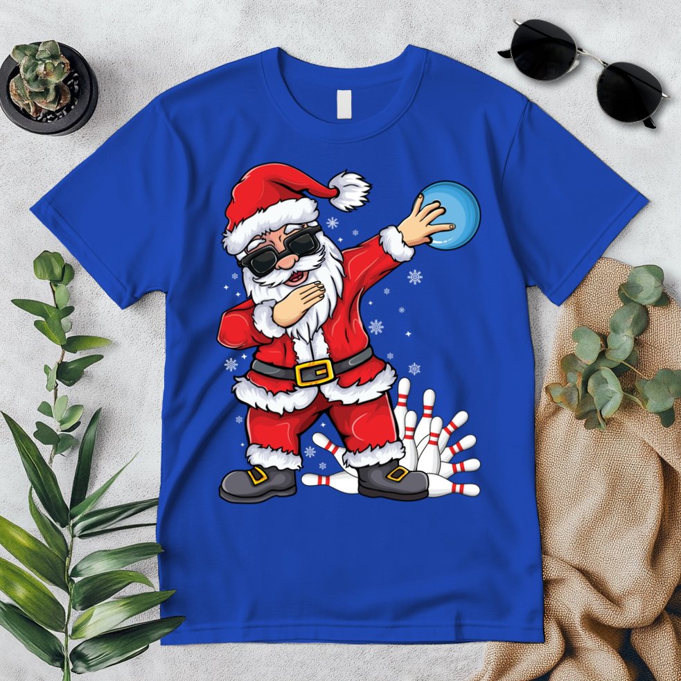 Xmas Dabbing Santa Bowling Ball And Pins Christmas Bowling Meaningful Gift Premium T-Shirt