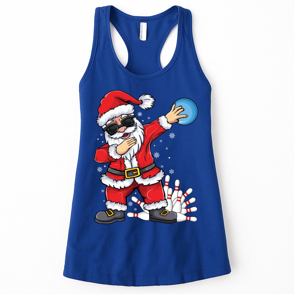 Xmas Dabbing Santa Bowling Ball And Pins Christmas Bowling Meaningful Gift Womens Tank Top