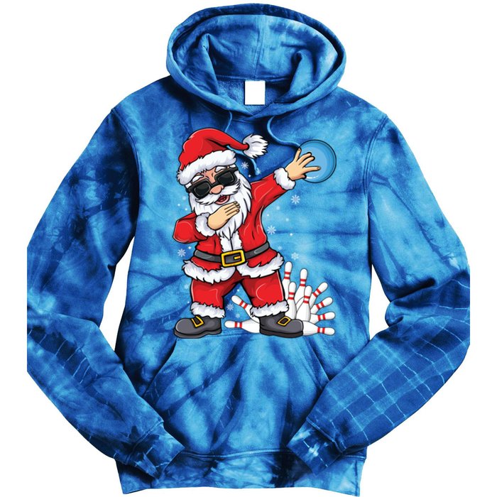 Xmas Dabbing Santa Bowling Ball And Pins Christmas Bowling Meaningful Gift Tie Dye Hoodie