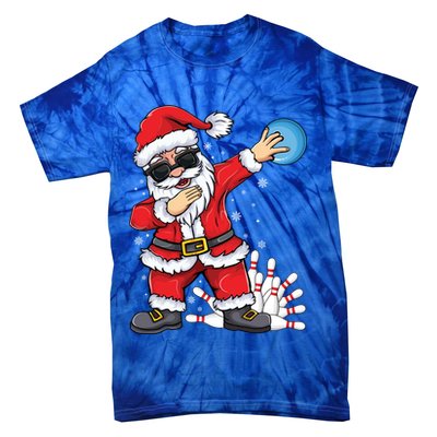 Xmas Dabbing Santa Bowling Ball And Pins Christmas Bowling Meaningful Gift Tie-Dye T-Shirt