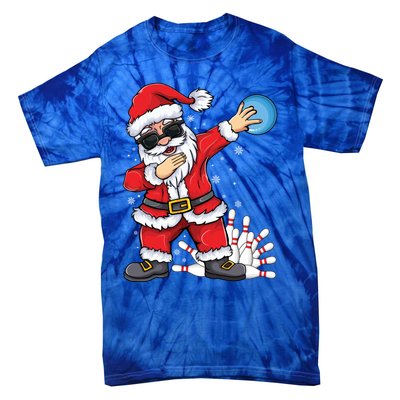 Xmas Dabbing Santa Bowling Ball And Pins Christmas Bowling Meaningful Gift Tie-Dye T-Shirt