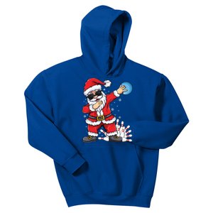 Xmas Dabbing Santa Bowling Ball And Pins Christmas Bowling Meaningful Gift Kids Hoodie