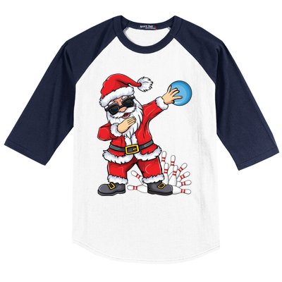 Xmas Dabbing Santa Bowling Ball And Pins Christmas Bowling Meaningful Gift Baseball Sleeve Shirt