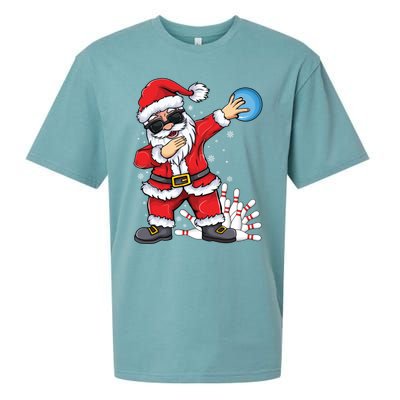 Xmas Dabbing Santa Bowling Ball And Pins Christmas Bowling Meaningful Gift Sueded Cloud Jersey T-Shirt