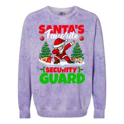 Xmas Dabbing SantaS Favorite Security Guard Christmas Funny Gift Colorblast Crewneck Sweatshirt