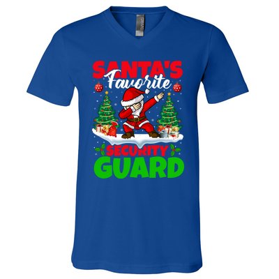 Xmas Dabbing SantaS Favorite Security Guard Christmas Funny Gift V-Neck T-Shirt