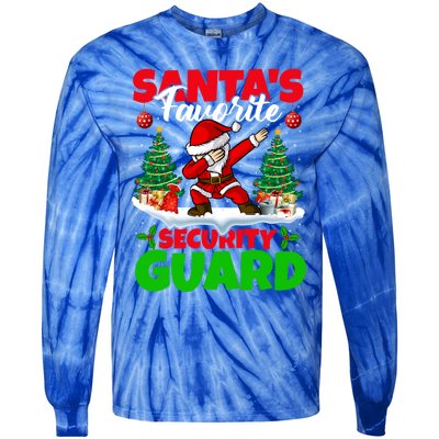 Xmas Dabbing SantaS Favorite Security Guard Christmas Funny Gift Tie-Dye Long Sleeve Shirt