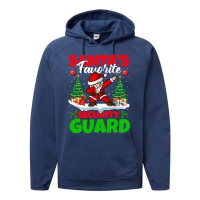 Xmas Dabbing SantaS Favorite Security Guard Christmas Funny Gift Performance Fleece Hoodie