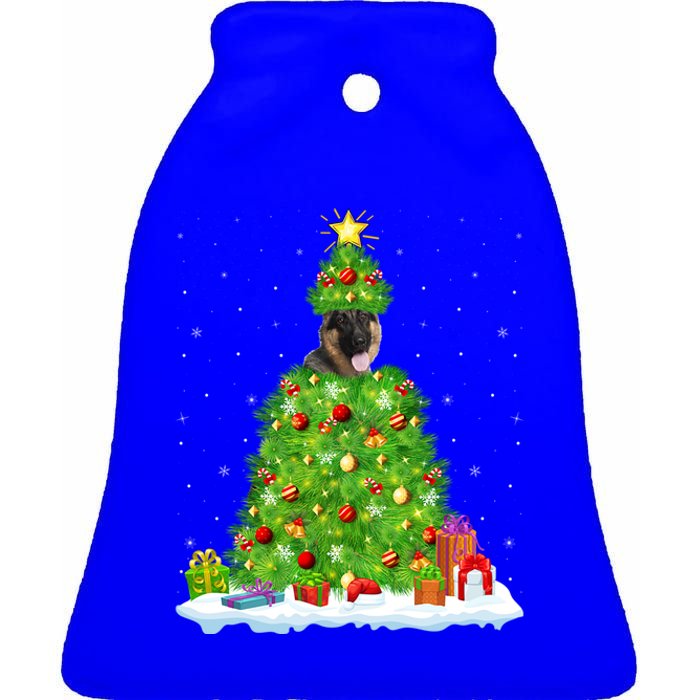 Xmas Decorations Santa Ger Shepherd Dog Christmas Tree Great Gift Ceramic Bell Ornament