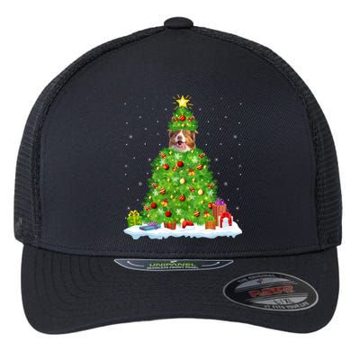 Xmas Decoration Santa Australian Shepherd Dog Christmas Tree Cute Gift Flexfit Unipanel Trucker Cap