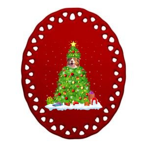 Xmas Decoration Santa Australian Shepherd Dog Christmas Tree Cute Gift Ceramic Oval Ornament