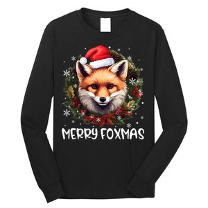 Xmas Decoration Santa Fox Christmas Funny Merry Foxmas Long Sleeve Shirt