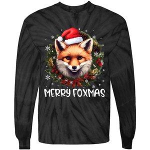 Xmas Decoration Santa Fox Christmas Funny Merry Foxmas Tie-Dye Long Sleeve Shirt