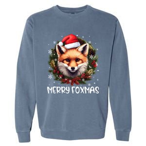 Xmas Decoration Santa Fox Christmas Funny Merry Foxmas Garment-Dyed Sweatshirt