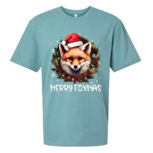 Xmas Decoration Santa Fox Christmas Funny Merry Foxmas Sueded Cloud Jersey T-Shirt