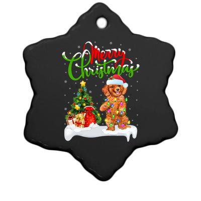 Xmas Decorations Santa Toy Poodle Dog Christmas Funny Gift Ceramic Star Ornament