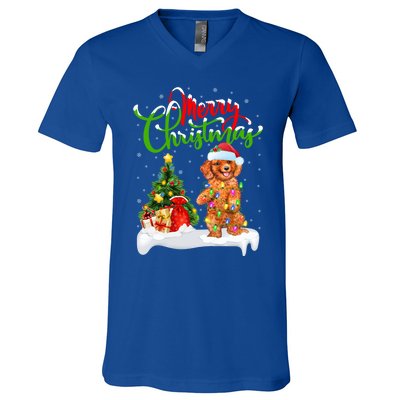 Xmas Decorations Santa Toy Poodle Dog Christmas Funny Gift V-Neck T-Shirt