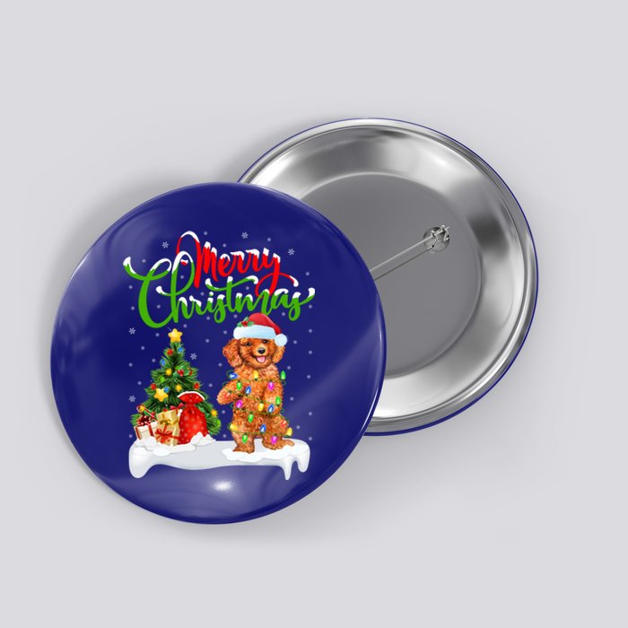 Xmas Decorations Santa Toy Poodle Dog Christmas Funny Gift Button