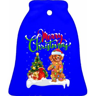 Xmas Decorations Santa Toy Poodle Dog Christmas Funny Gift Ceramic Bell Ornament