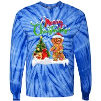 Xmas Decorations Santa Toy Poodle Dog Christmas Funny Gift Tie-Dye Long Sleeve Shirt