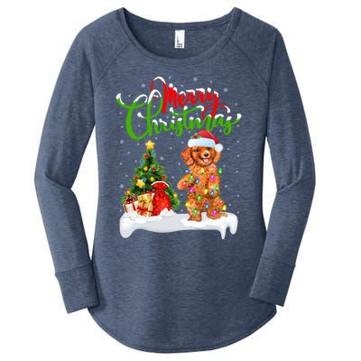 Xmas Decorations Santa Toy Poodle Dog Christmas Funny Gift Women's Perfect Tri Tunic Long Sleeve Shirt