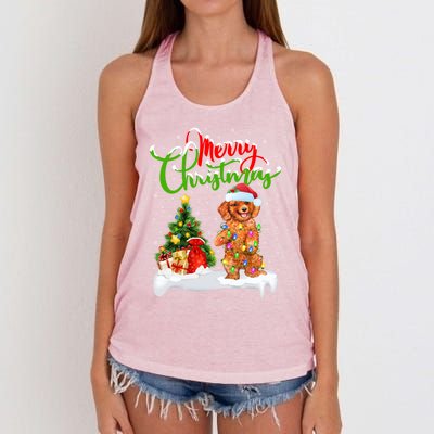 Xmas Decorations Santa Toy Poodle Dog Christmas Funny Gift Women's Knotted Racerback Tank