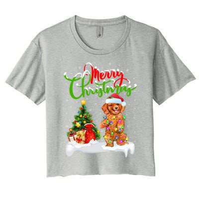 Xmas Decorations Santa Toy Poodle Dog Christmas Funny Gift Women's Crop Top Tee