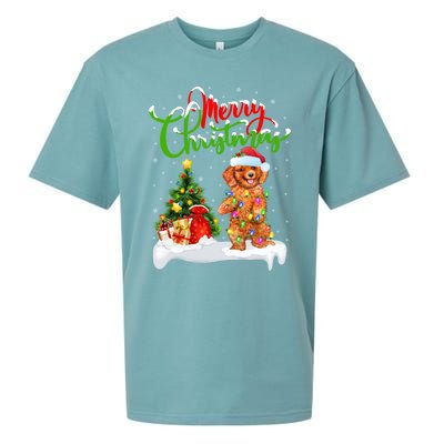 Xmas Decorations Santa Toy Poodle Dog Christmas Funny Gift Sueded Cloud Jersey T-Shirt