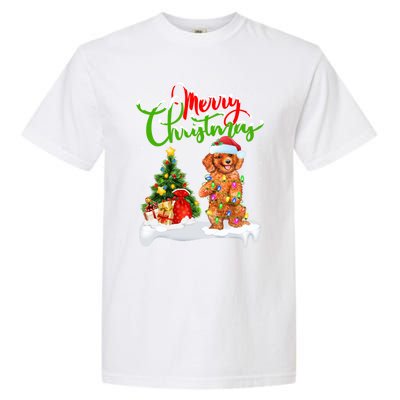 Xmas Decorations Santa Toy Poodle Dog Christmas Funny Gift Garment-Dyed Heavyweight T-Shirt