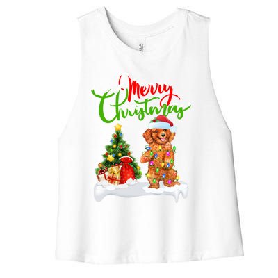 Xmas Decorations Santa Toy Poodle Dog Christmas Funny Gift Women's Racerback Cropped Tank