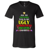 Xmas Due To Inflation This Is My Christmas Ugly Sweaters V-Neck T-Shirt